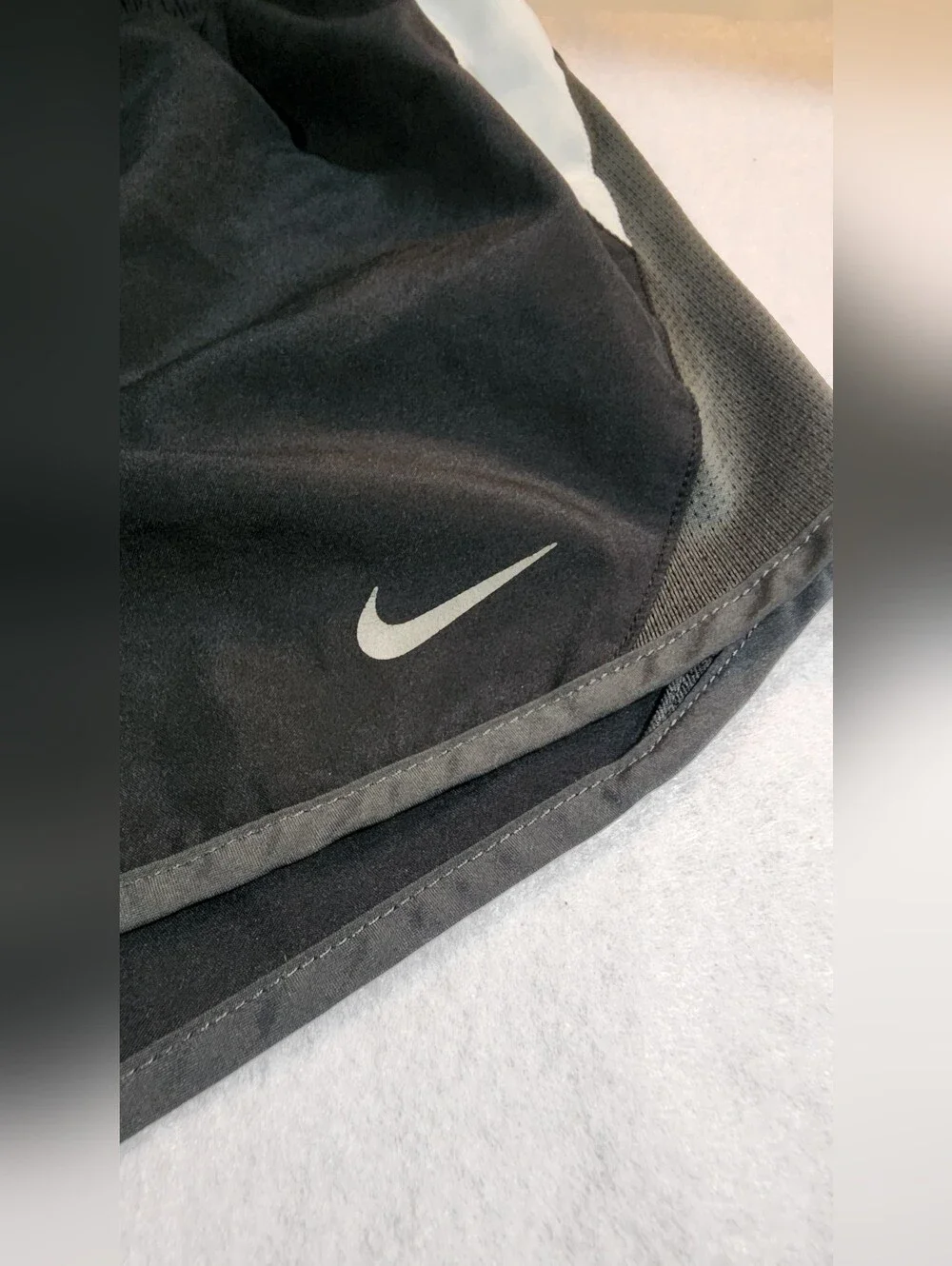 Nike Women’s Dri Fit Black Running Athletic Shorts with White Side Panels Med - Picture 7 of 7